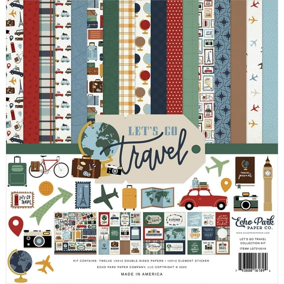 Echo Park Collection Kit 12"x12" - Let's Go Travel