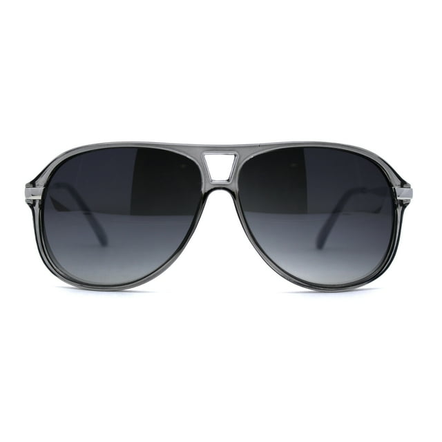 Classic Mens Plastic Tear Drop Shape Racer Sunglasses Slate Silver Smoke