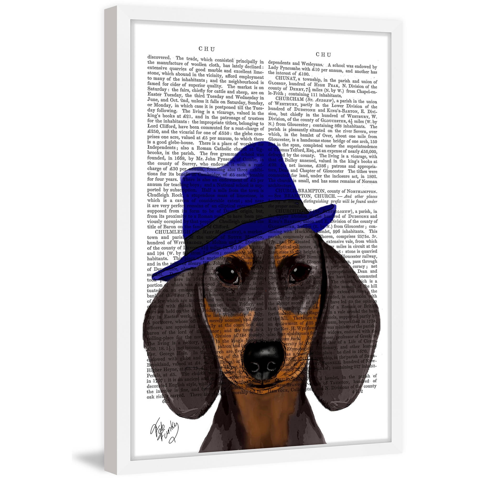 Marmont Hill "Dachshund with Blue Trilby" Framed Painting Print