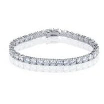 GMESME 18K White Gold Plated 7.0mm Round Brilliant Cut Cubic Zirconia Classic Graduation Tennis Bracelet for Women Men Girls 7.5 Inch