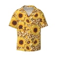 thumbnail image 3 of Goofa Abstract Leopard Print Sunflower Printed Men's Casual Short-sleeved Shirt,Lightweight Breathable Button-down,Summer Casual men's top,Versatile Fashion shirt-Small, 3 of 7