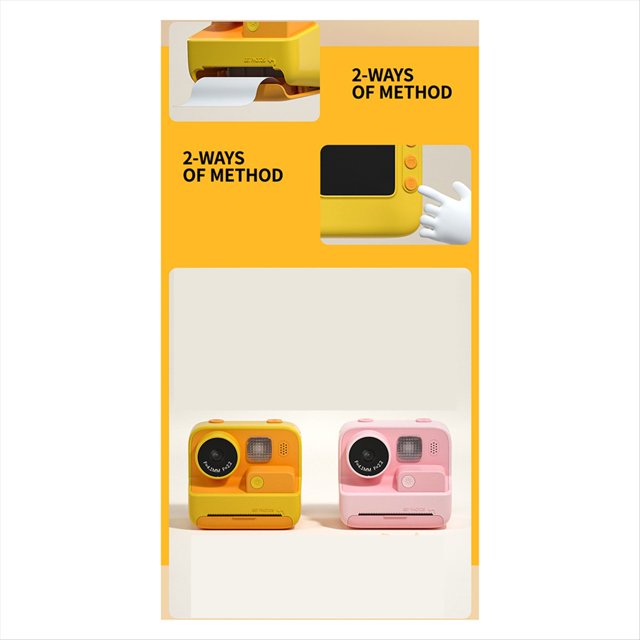 CáMara de ImpresióN InstantáNea para NiñOs, CáMara de Pantalla de 2,4 Pulgadas con 3 Papeles de ImpresióN, CáMara InstantáNea 1080P, Regalo de CumpleañOs para NiñOs-A