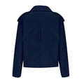 thumbnail image 5 of Wutalume Women's Fashionable Casual Pocket Short Double Breasted Windbreaker Jacket, Lightweight and Stylish, Ideal for Spring and Fall, Casual and Outdoor Activities,Navy L, 5 of 7