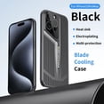 thumbnail image 1 of Blade Cooling Hollow Heat Dissipation Phone Cases For iPhone 15 14 13 12 16 Pro Max Plus Case Lens Protection Ultra Thin Cover Black For iPhone 15 Plus, 1 of 6