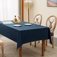 thumbnail image 3 of BALCONY & FALCON Water Resistant Tablecloth 55 x 95 in. Dark Blue Linen Outdoor Dining, 3 of 6