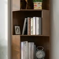 thumbnail image 3 of BALANBO 4-Tier Cube Corner Bookshelf Bamboo Corner Bookcase, Brown, 2.8(L) x 14.5(W) x 54(H), 3 of 7