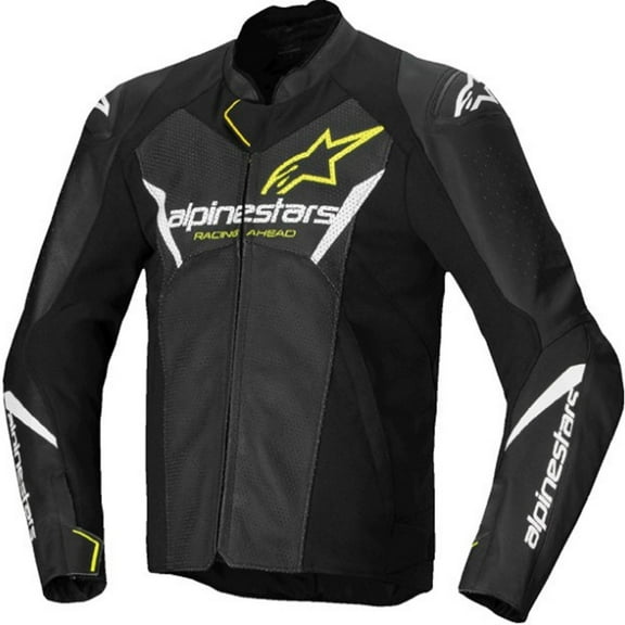 Alpinestars Faster v3 Airflow Leather Men's Street Motorcycle Jackets - Black/White/Yellow / 48