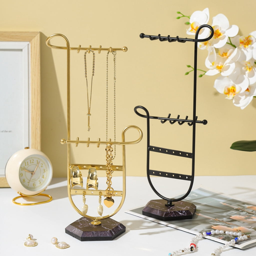 Oasiva Jewelry Organizer Holder for Earrings Necklaces Bracelets Marble Base Earring Display Stand Hanger U-Shape Display Rack