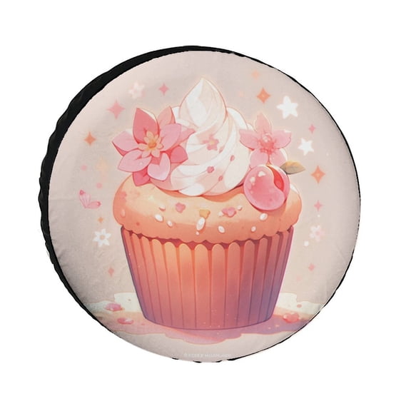 Heavy Duty Spare Tire Cover 12inch Cute Pink Cupcake Muffin Polyester Universal Spare Wheel Tire Cover Wheel Covers Cartoon Cupcakes for Fit for SUV Truck Travel Trailer