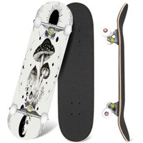 31'' Complete Skateboard 7 Layer Canadian Maple Double Kick Deck Skateboards Mushrooms Mystical mushrooms Poster Skate Board for Beginner Adult Gifts