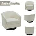 thumbnail image 5 of Swivel Accent Chair White Barrel Chair for Living Room, Modern Upholstered Round Swivel Arm Chair-Beige, 5 of 6