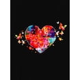 thumbnail image 2 of Women's Colorful Butterfly Heart Graphic Tee - Casual Crew Neck Short Sleeve T-Shirt, Stretchy & Machine Washable, Perfect for Summer, 2 of 6