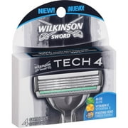 Wilkinson Sword Tech 4 Razor Cartridge Refills, 4 count
