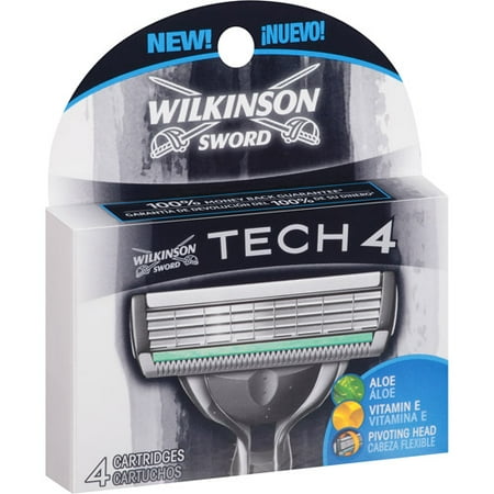 Wilkinson Sword Tech 4 Razor Cartridge Refills, 4 count