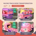 thumbnail image 6 of HYPERLIVING Car Toys for Toddler Girl Unicorn Truck Foldable Race Track with Light & Sound Friction Power Princess Car Birthday Gift for Kid, 6 of 7
