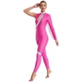 thumbnail image 4 of YiZYiF Women's Gymnastics Jumpsuit Single Sleeve Skating Dance Unitard Acrobatics Performance Costumes Hot Pink XL, 4 of 7
