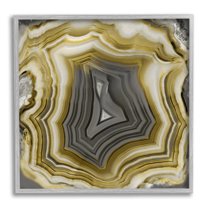 Stupell Agate Gold & Grey Crystal Abstract Painting Gray Framed Art Print Wall Art