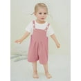 thumbnail image 2 of CARETOO Toddler Baby Girl Clothes Stripe Short Sleeve T-Shirt  Suspender Overalls Shorts Set 2Pcs Summer Outfits, 2 of 17