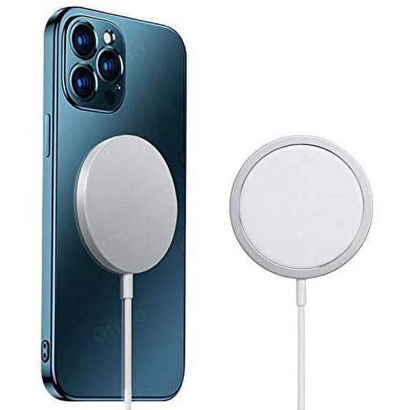 Magnetic Wireless Charger, Fast Charging Pad With Integrated Thin Magnets, Compatible With iPhone 12/ 12 Mini/ 12 Pro/ 12 Pro Max, White Color (NO AC Adapter).