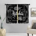 thumbnail image 5 of Black Cooking Kitchen Curtains 27.5W x 39L Inch Retro Farmhouse Rustic Knife Fork Vegetable Rod Pocket Short Cafe Tier Small Window Treatment Drapes Decor 2 Panels, 5 of 6