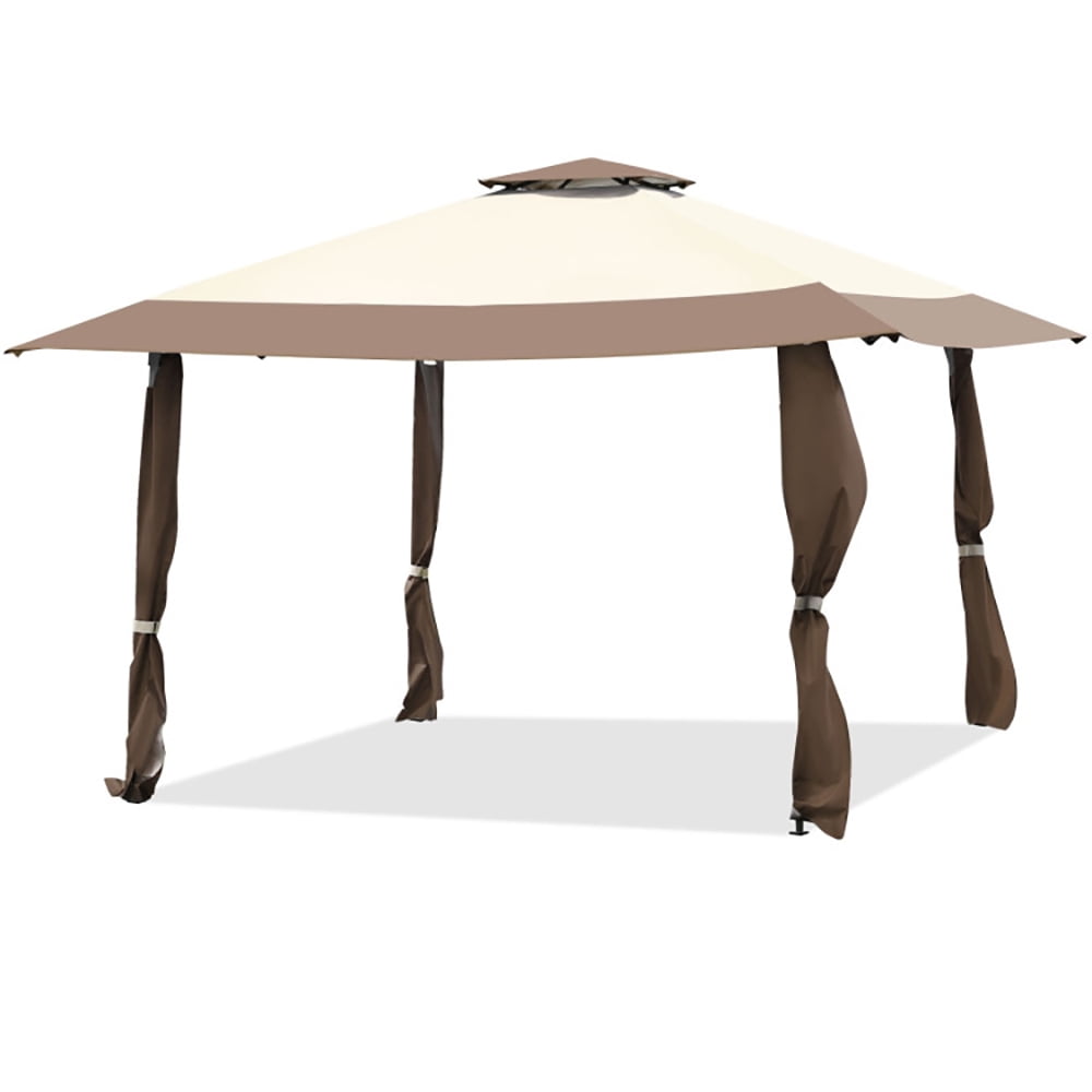 Aimee Lii 13 Feet x 13 Feet Pop Up Canopy Tent Instant Outdoor Folding Canopy Shelter, Backyard Canopy Gazebo, Brown