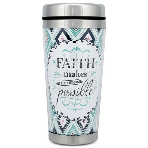 Faith All Things Possible 16 Oz Stainless Steel Travel Mug with Lid