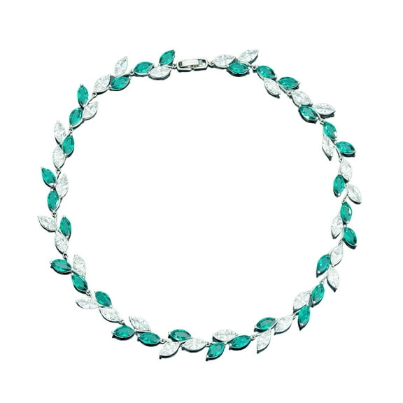 WenGem Jewelry Marquise Cut Green/White/Red 5x9 Leaf 30CT Simulated Diamonds Pendant Hypoallergenic  Engagement Wedding Eternity Necklace for  Women 16.54 inch  Plated 18K Golden S925 Sterling Silver