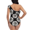 thumbnail image 5 of Picia White Sunflowers Pattern Women's One Piece Swimsuits,One Shoulder Swimwear Asymmetric ,Ruffle Monokinis Bathing Suits,High Waisted Flattering Bathing Suits-Small, 5 of 8
