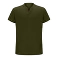 thumbnail image 4 of KHONTS Men's Henley Collared Shirts Slim Fit Short Sleeve Fashion Tops Tee Basic Classic Summer V-Neck T Shirts Army Green S, 4 of 5