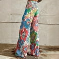 thumbnail image 5 of Women's Casual Pants Wide Leg Pants Women'S High Waisted Flower Patterned Pants Lightweight And Loose Casual Colorful Pants Heavyweight Pants,Pink Women's Casual Pants XXXL, 5 of 7