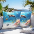 thumbnail image 5 of Waterproof Throw Pillow Covers Set of 2, 16x16 Inch Sea Turtle Coastal Decorative Pillowcases Outdoor Pillow Slip Cushion Covers Set for Couch Tent Summer Beach Coral Ocean Fishes, 5 of 7