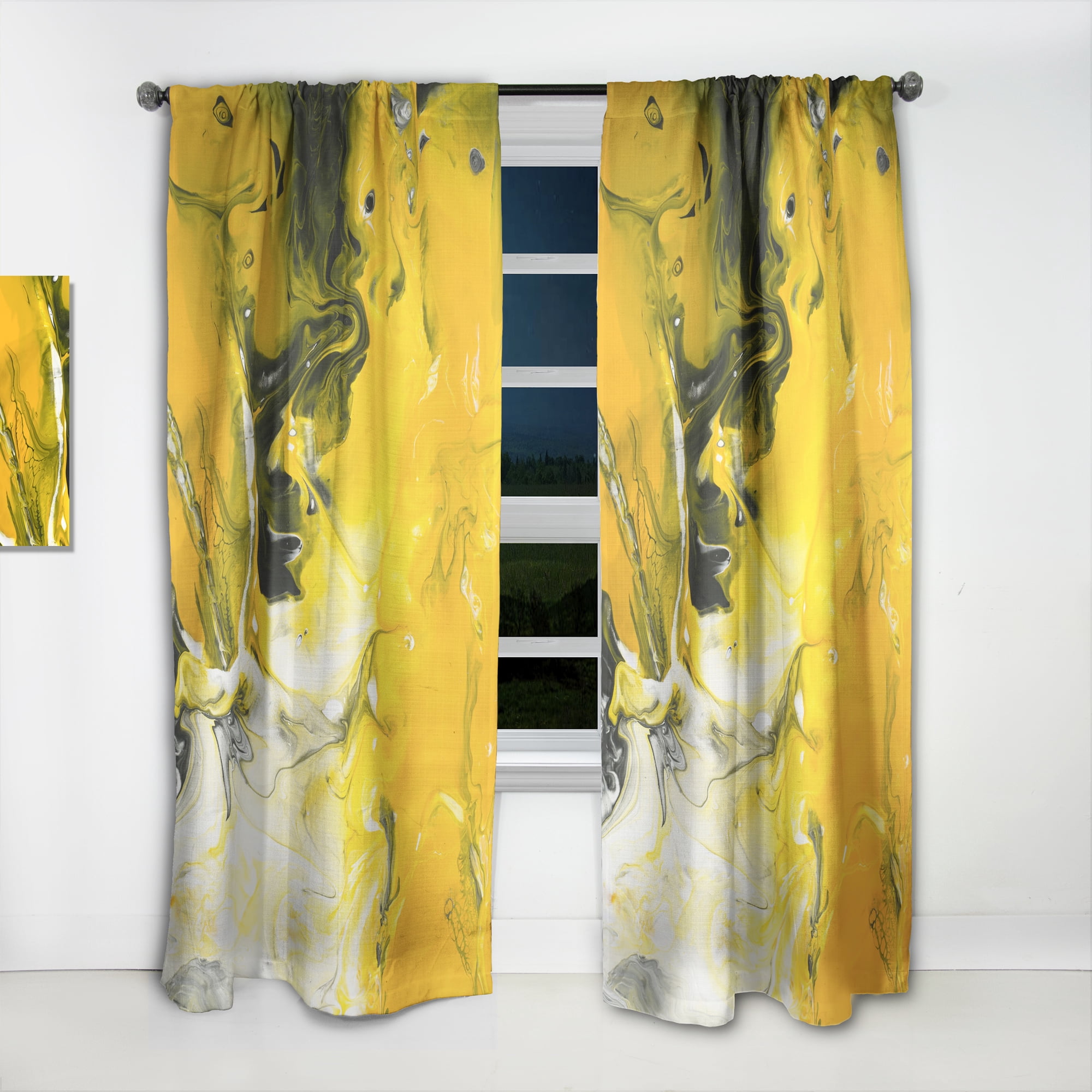 Designart 'Yellow Marbled II' Modern & Contemporary Curtain Panel