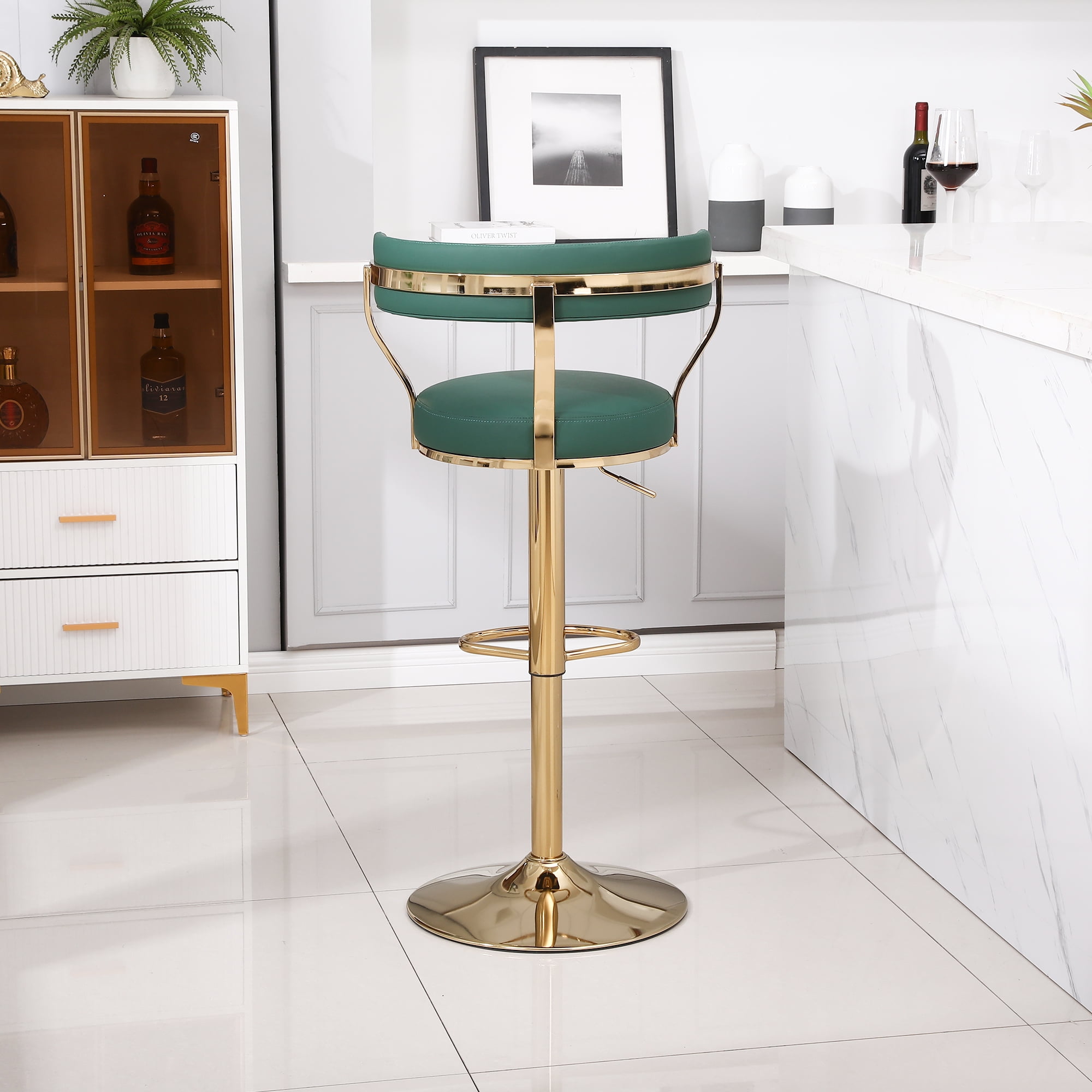 Kadyn Adjustable Counter Height Swivel Barstools with Back and Footrest for Home, Dark Green, 1PCS Kadyn Adjustable Counter Height Swivel Barstools with Back and Footrest for Home, Dark Green, 1PCS