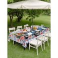 thumbnail image 4 of Outdoor Tablecloth with Umbrella Hole for Patio/Picnic/Party/Camping, Independence Day Waterproof Table Cloth Rectangle Table Cover Washable, Blue Truck USA Flag Floral Wooden (60"x 84"), 4 of 8