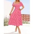 thumbnail image 2 of Vestido ZESICA para mujer, bohemio, floral, midi, rosa intenso, 2 of 7