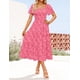 thumbnail image 2 of Vestido ZESICA para mujer, bohemio, floral, midi, rosa intenso, 2 of 7