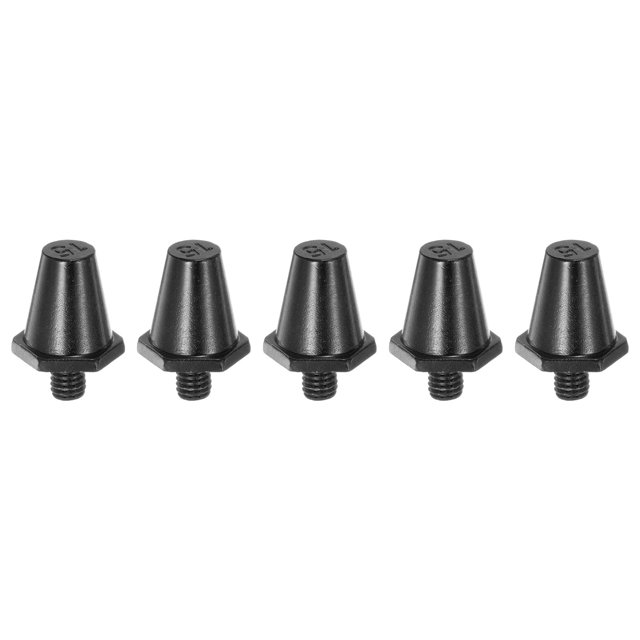 5uds Pista Clavos 15mm Aluminio Ligero Reemplazo Púas para Suave Césped Fútbol Campos Pista Zapatos, Negro