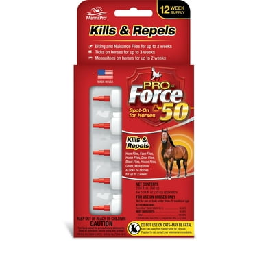Manna Pro Pro-Force 50 Spot-On Fly Control for Horses, 6 Count