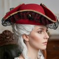 thumbnail image 5 of Slccxzc Non Woven Fabric Tricorn Pirate Hat Lace Trim Adult Headwear, 5 of 7