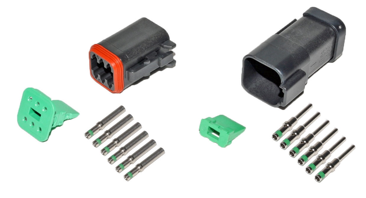 Deutsch DT 6 Pin Black Connector Kit 14 GA Solid Contacts