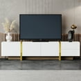 thumbnail image 2 of Miekor Furniture Luxury Fluted Tv Stand For Tvs Up To 80", Modern Entertainment Center With Storage Cabinets & Drawers, Smooth Media Console With Golden Wood Grain Legs For Living Room, White 71AAK, 2 of 12