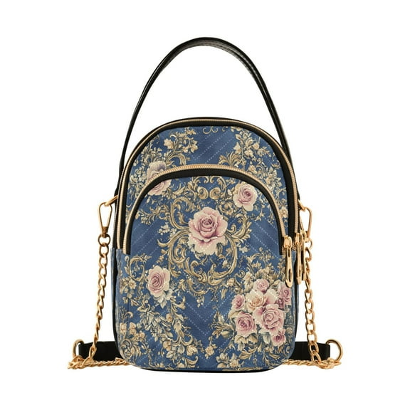 Cross Body Fashion Shoulder Waist Purse Bags Damask Of Floral Pocket Handbags