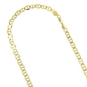 10K Yellow Gold Solid Flat Mariner Chain 5.5mm Wide Link Bracelet with Lobster Claw Clasp 7 inches long