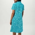 thumbnail image 4 of qolati Summer Dresses for Women 2025 V Neck Short Slevee Polka Dot Casual Dresses Loose Flowy A Line Boho Vacation Beach Sundress with Pockets, 4 of 6