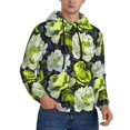 thumbnail image 2 of Wukai Teal floral elegance Print Men Hoodies Fleece Sweatshirts Long Sleeve Sweaters Pullover Fall Outfits Winter Clothes-3X-Large, 2 of 7