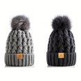 thumbnail image 1 of SNNROO 2PC Sets Womens Winter Ribbed Beanie Crossed Cap Chunky Cable Knit Pompom Soft Warm Hat, 1 of 7