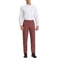 thumbnail image 2 of INSPIRE CHIC Work Pants for Men Plaid Business Formal Prom Checked Trousers 30 Red Green, 2 of 7