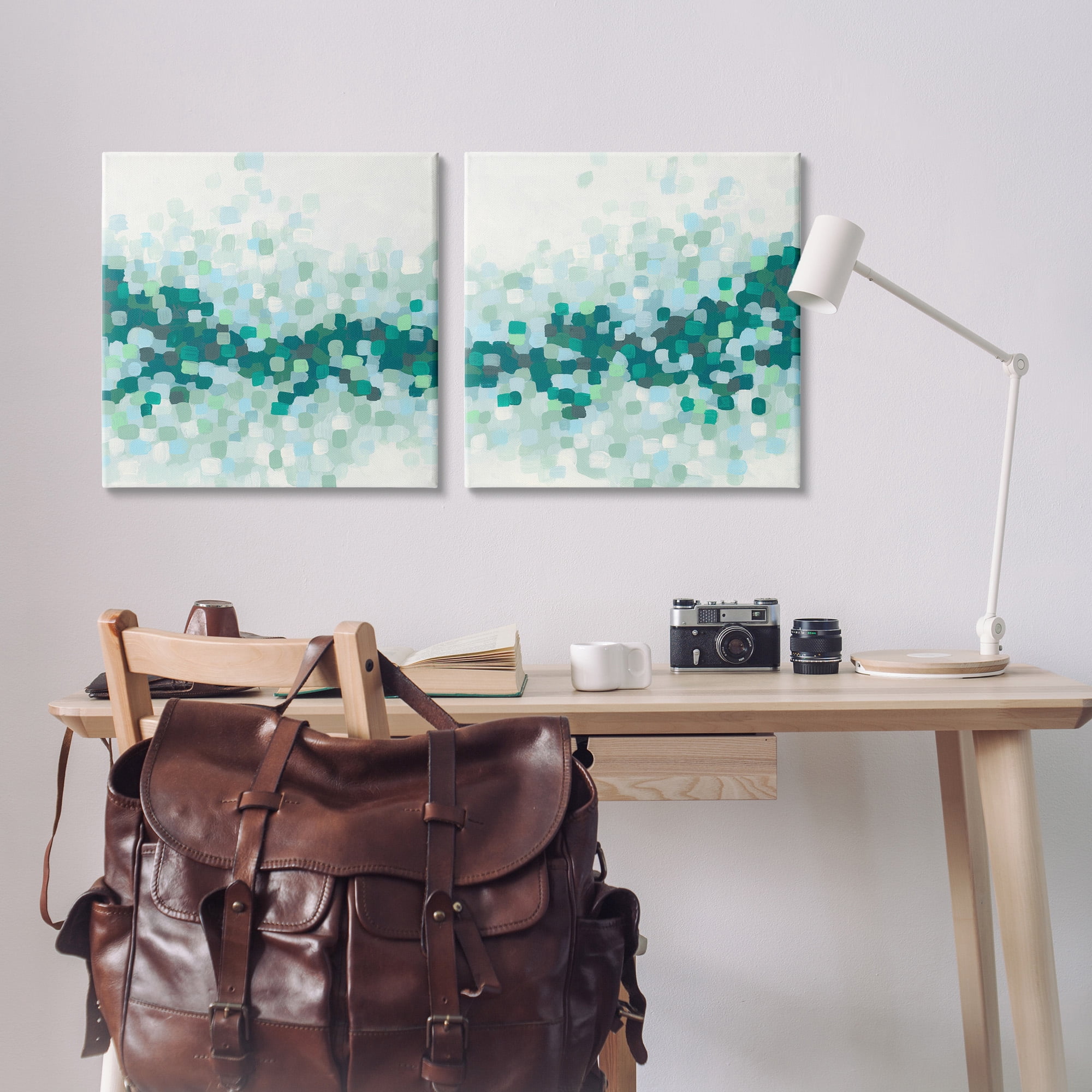 Stupell Industries Abstract Speckled Horizon Abstract Painting Gallery Wrapped Canvas Art Print Wall Art, 24 x 24, Set of 2