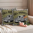 thumbnail image 2 of Fall Harvest Pumpkins Outdoor Waterproof Pillow Covers, Thanksgiving Truck Autumn Buffalo Plaid Decorative Square Throw Pillowcase Sofa Cushion Sham for Patio/Couch/Chair, 20"x20" 2 Pack, 2 of 8
