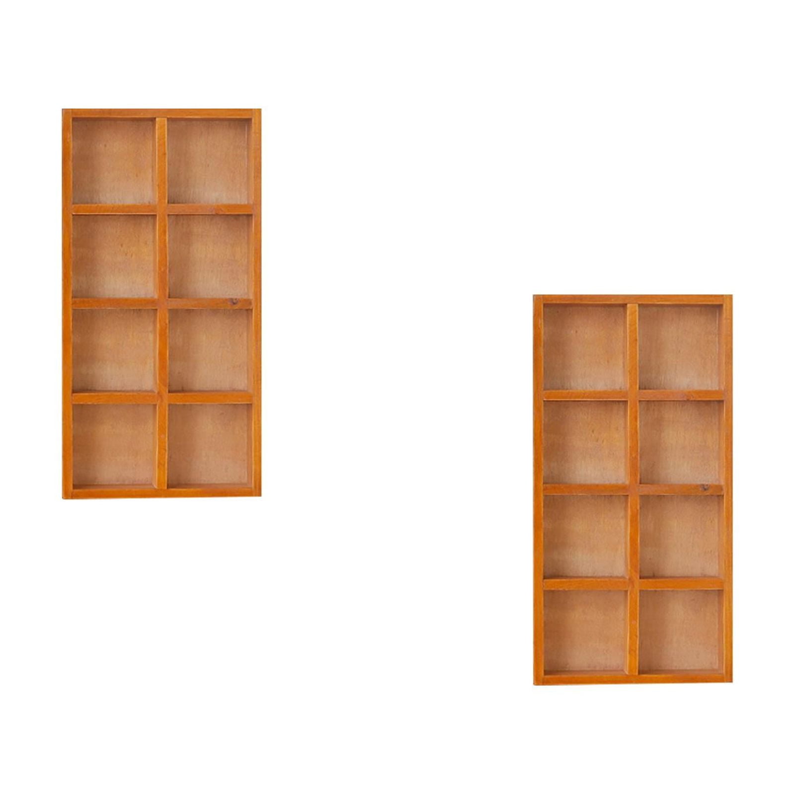 FRCOLOR 2pcs Wooden Tray Organizer 8 Compartment Organizer Wooden Chalk Case Decorative Wood Crate Jewelry Storage Key Holder Divided Box Desk Organizer Cosmetics Holder Box Storage Case